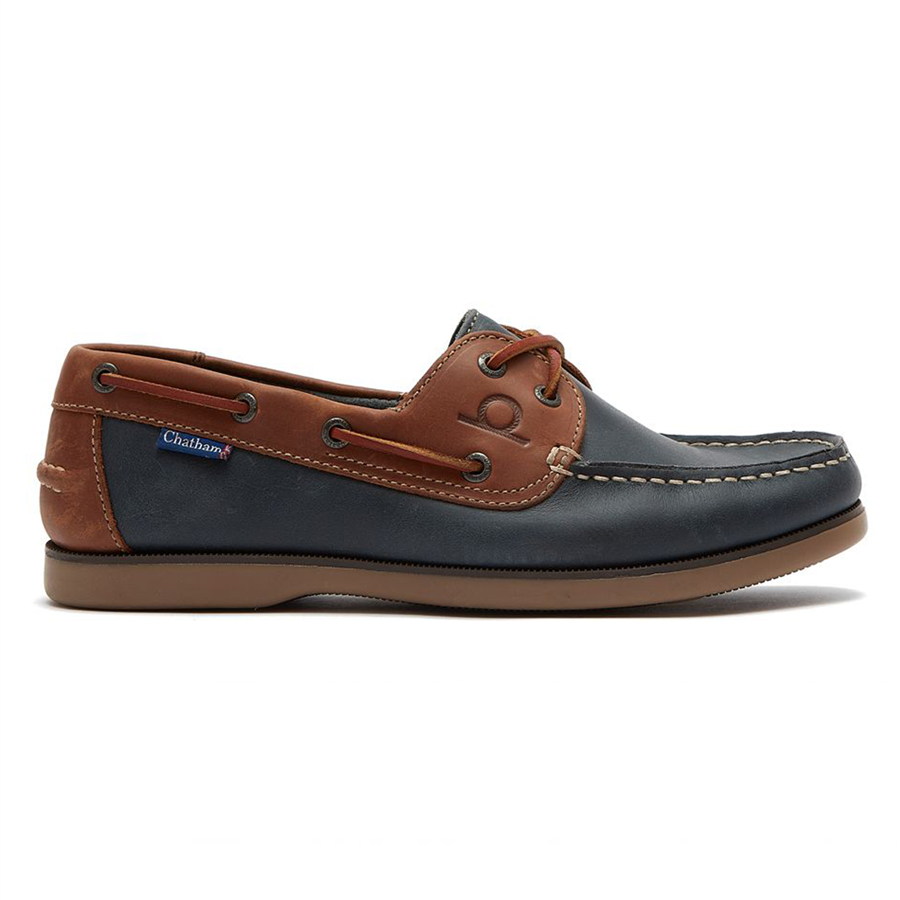 Chatham Mens Whistable Shoes Navy/Tan 7 1